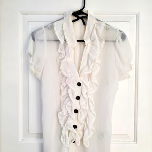 Sheer White Ruffled Top